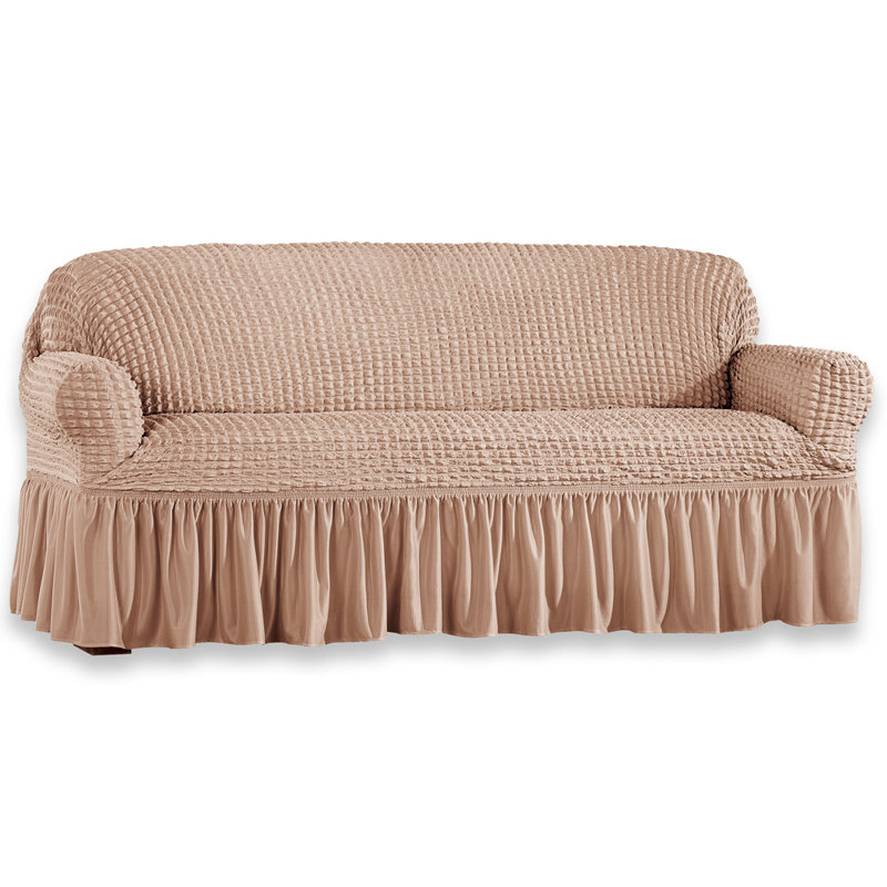 August Grove® Textured Ruffle TCushion Sofa Slipcover Wayfair